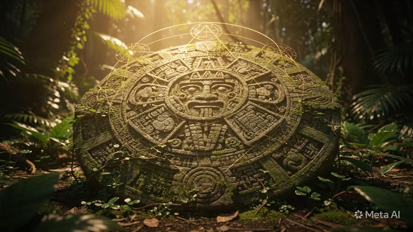 Mayan glyph representing time and cycles, helping us escape the linear hustle culture.